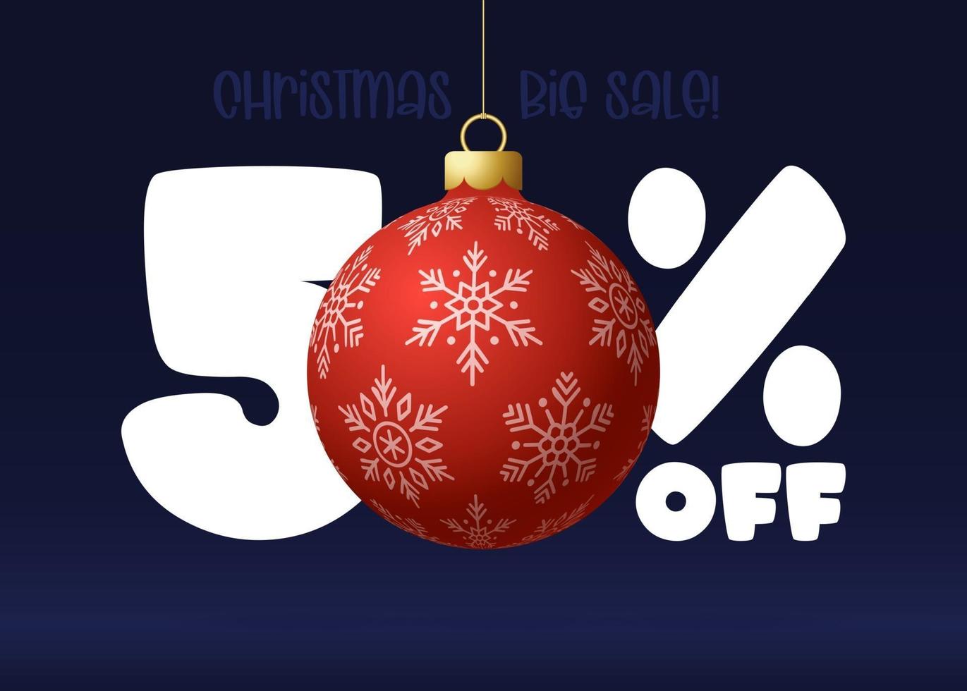 Merry christmas big Sale banner. Christmas Sale 50 percent off banner vector