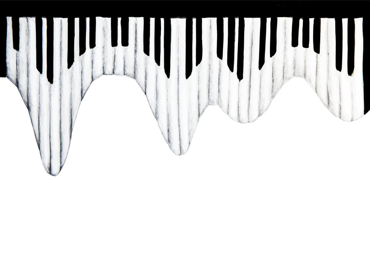 Watercolor sketch of piano keyboard. vector