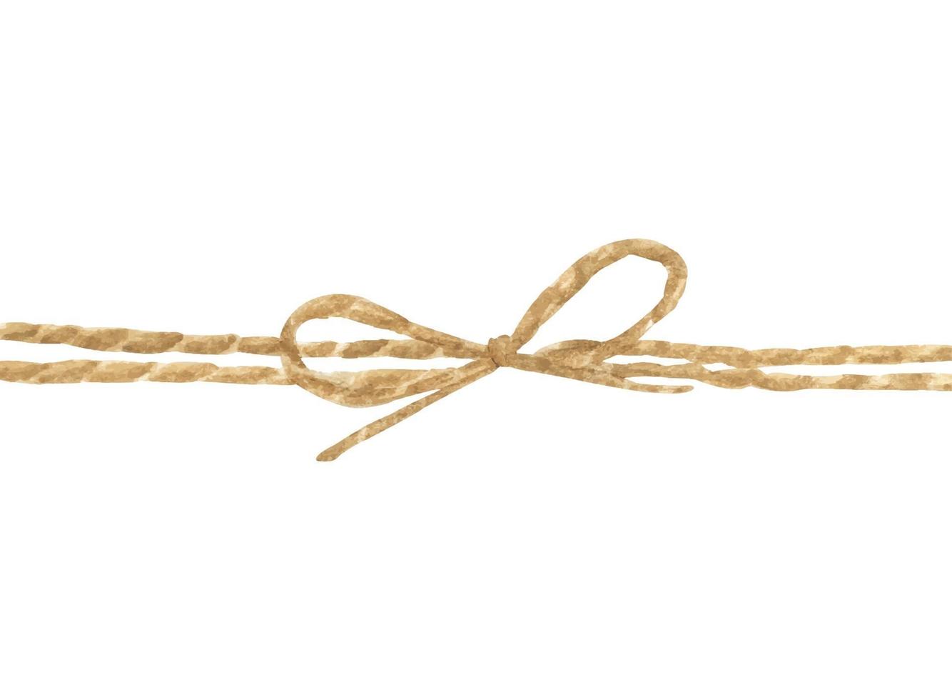 Watercolor painting of string or twine tied in a bow. vector