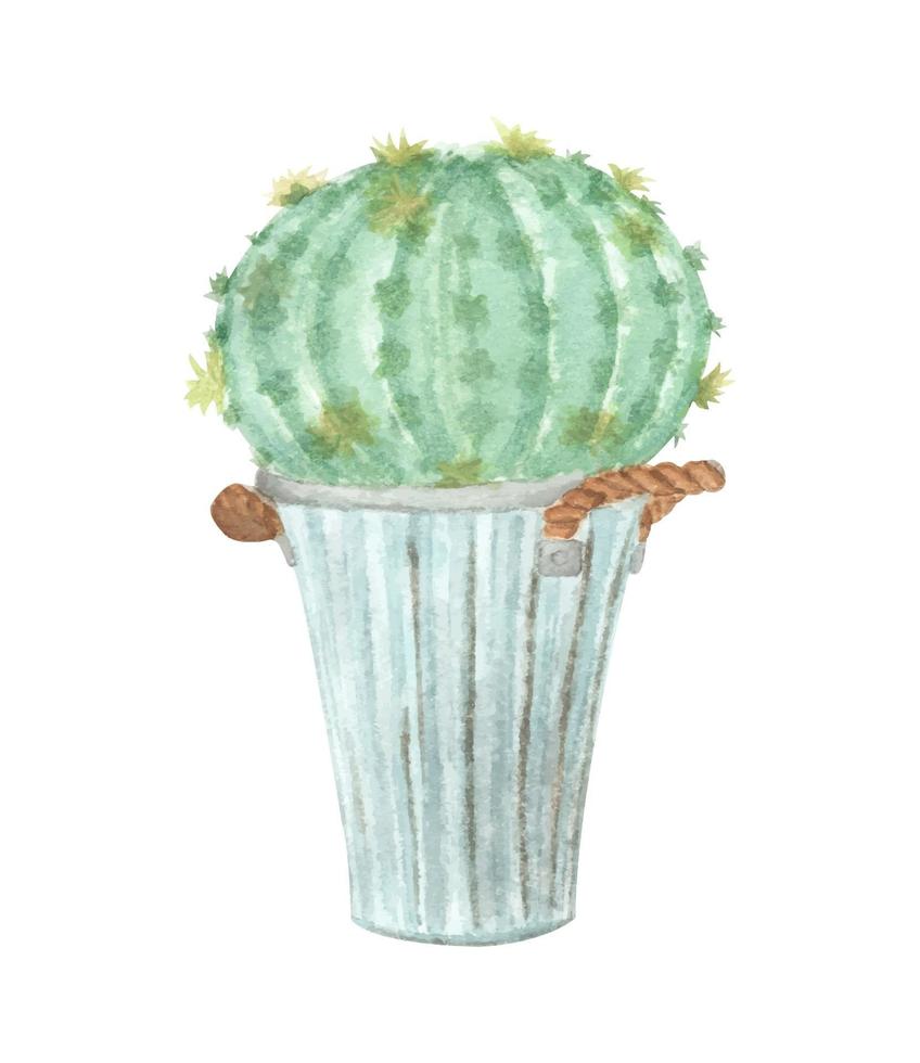 cactus en maceta. elementos de acuarela para su diseño. vector