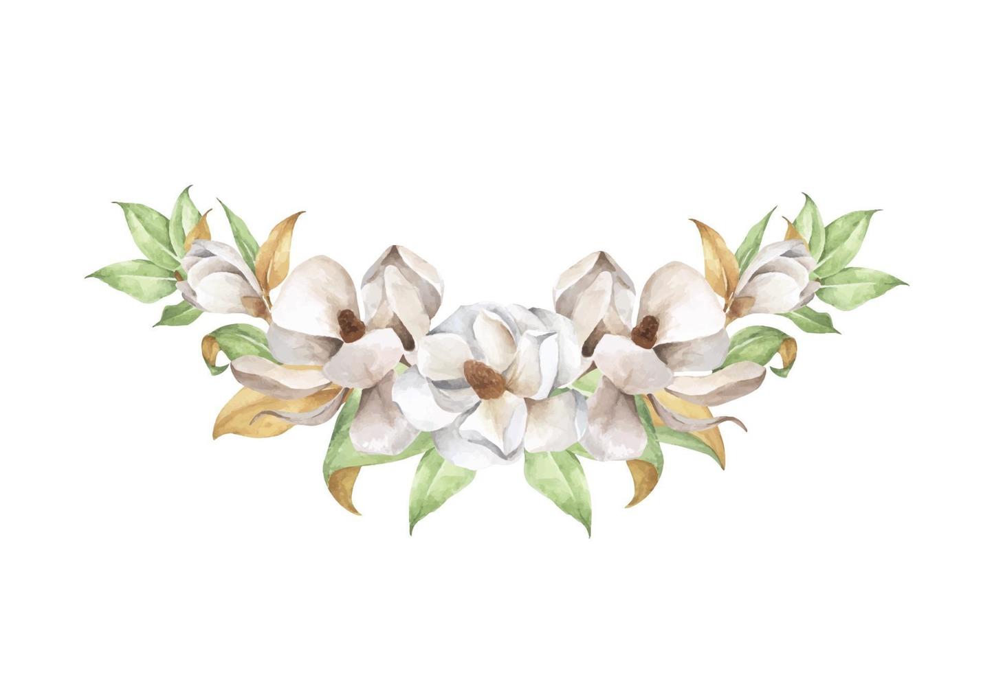 composición floral acuarela. magnolia, un tierno ramo. vector