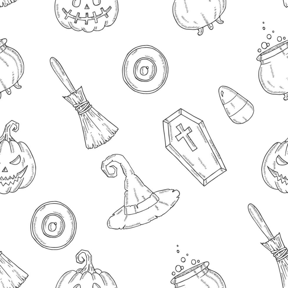 Seamless pattern with Halloween icons. vector