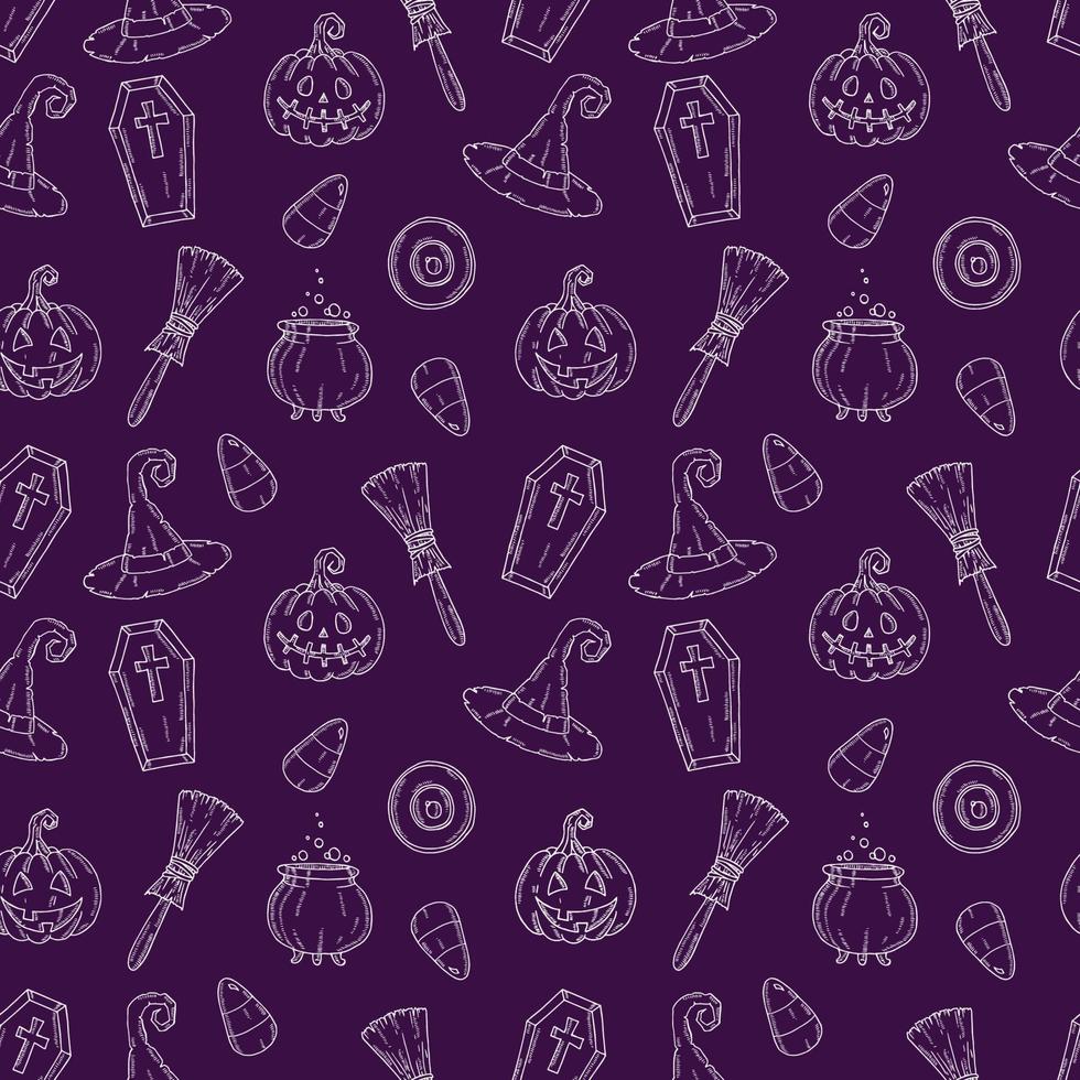 Seamless pattern with Halloween icons. vector