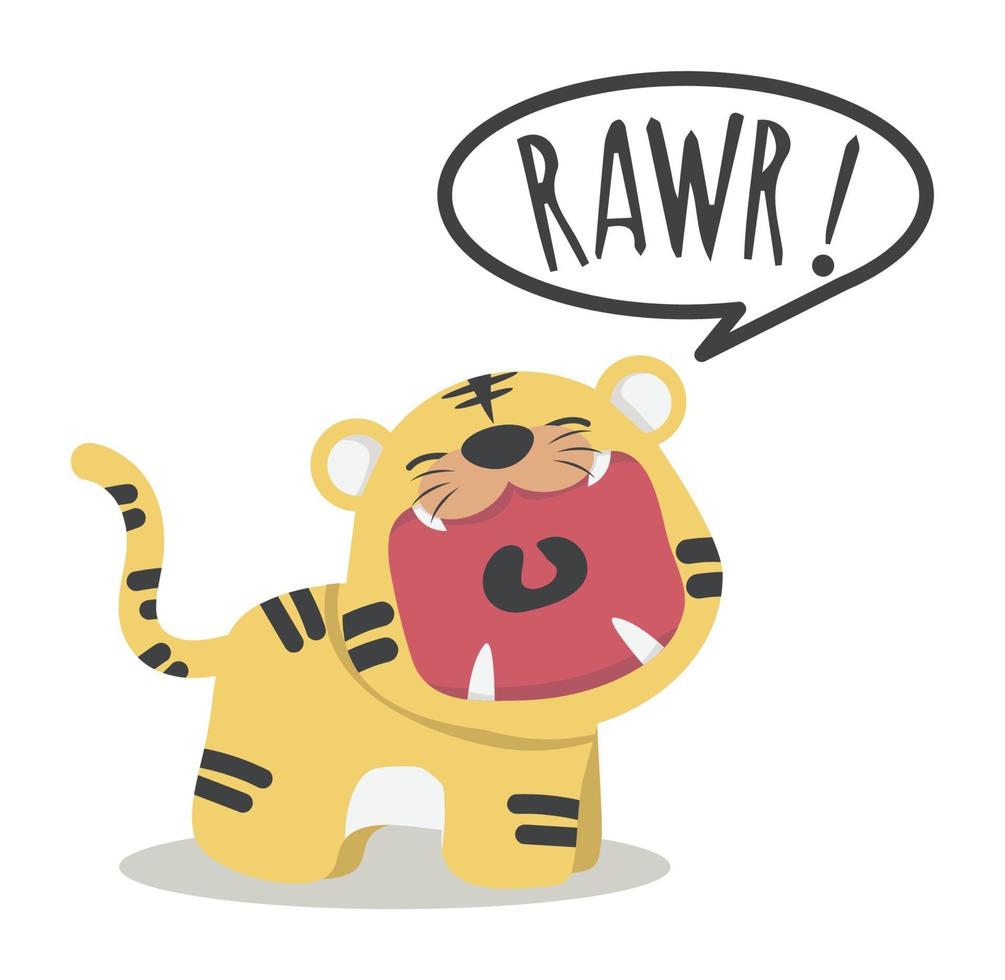 Cute tiger open mouth roar vector