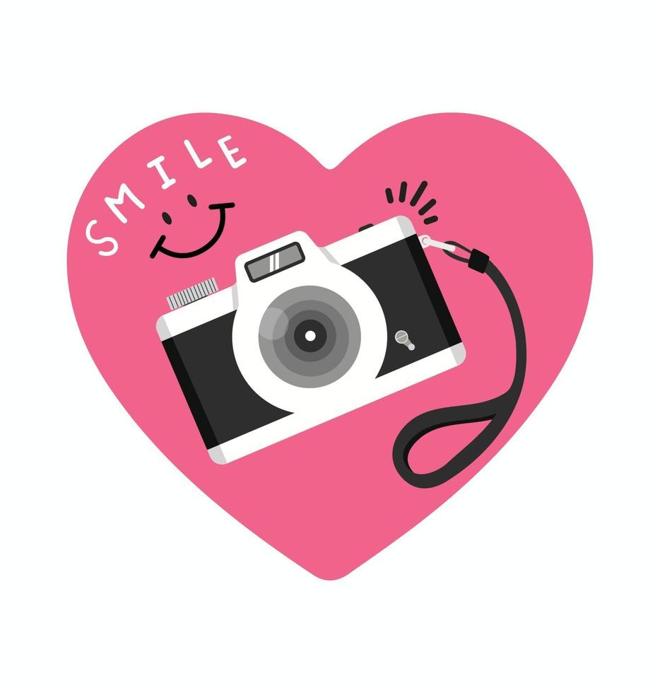 Black camera with smile sign vector