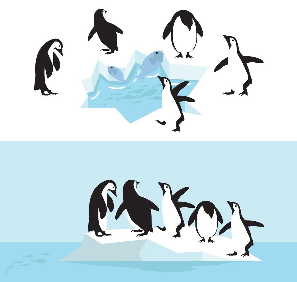 penguin on ice floe Global warming vector
