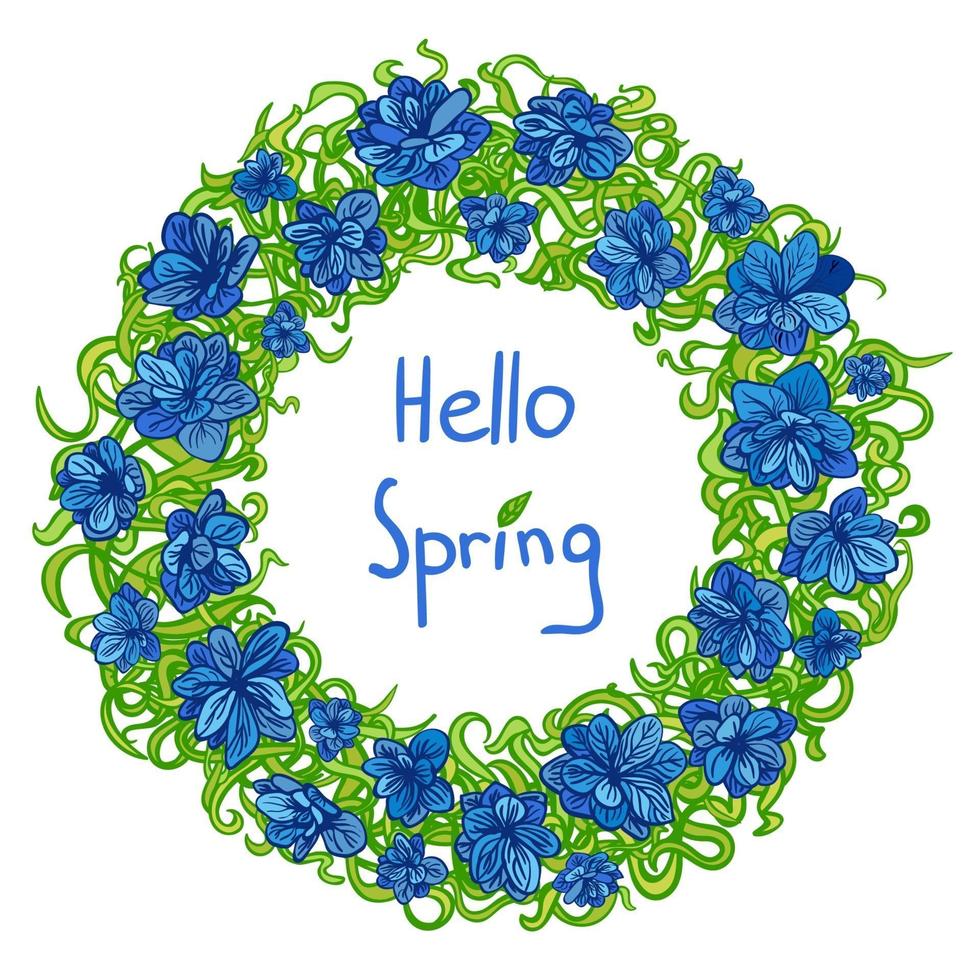 Colorful illustration of spring flower wreath isolated on white vector