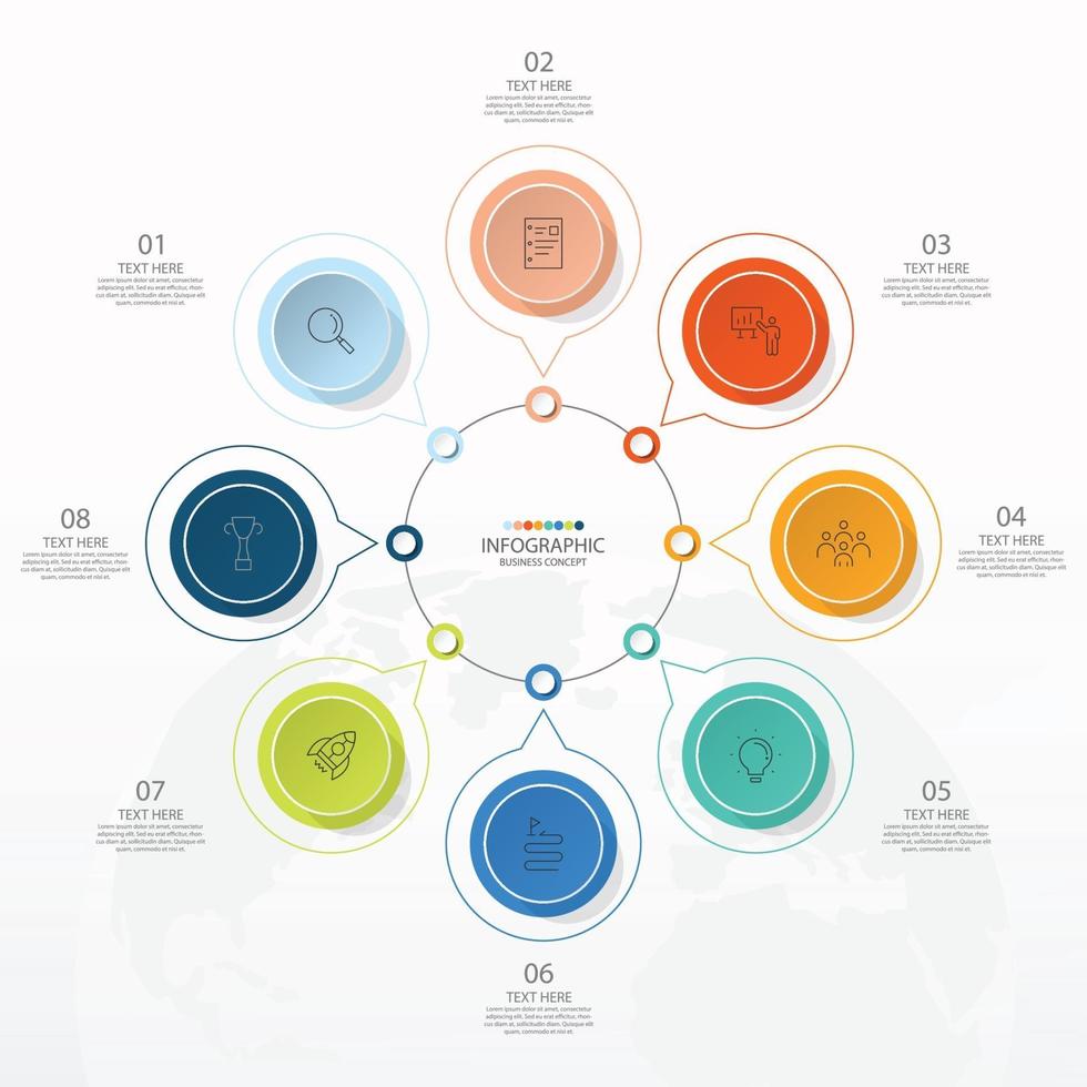 Basic circle infographic template with 8 steps, vector