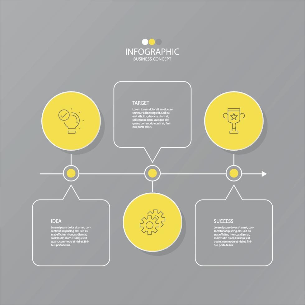 Plantilla de infografía básica con 3 pasos. vector