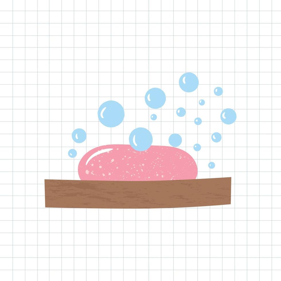 Ilustración de vector de elementos de baño. jabonera y jabón espumoso.