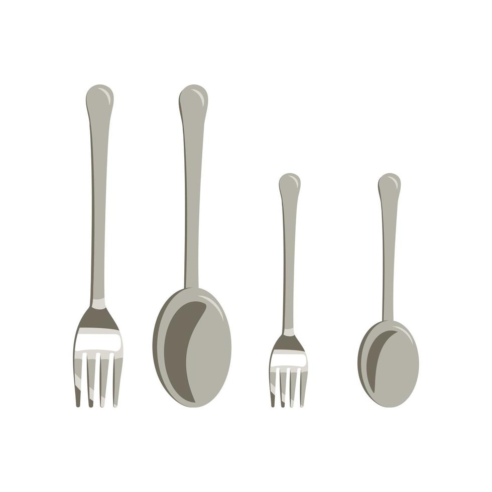 conjunto de objetos de cocina, tenedor y cuchara. artículos para cocinar y comer vector