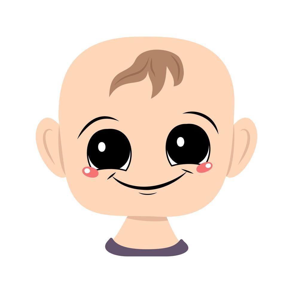 avatar de un niño con ojos grandes y una amplia sonrisa feliz vector