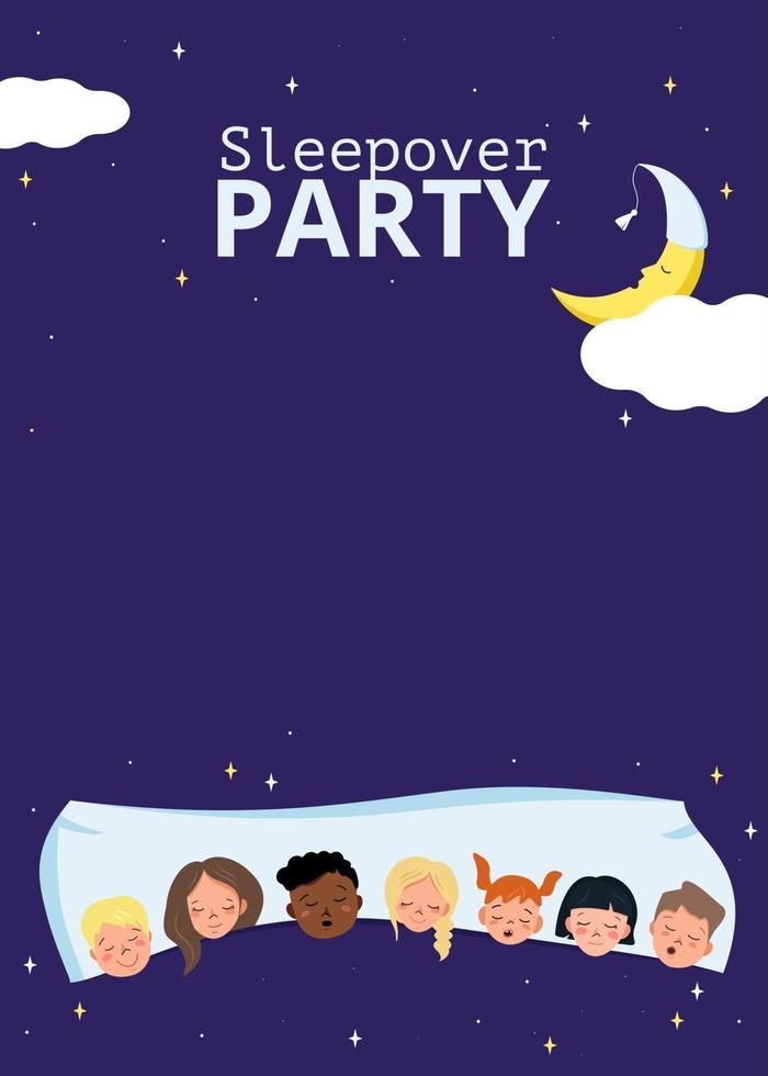 Children sleepover poster in pyjama party style vector