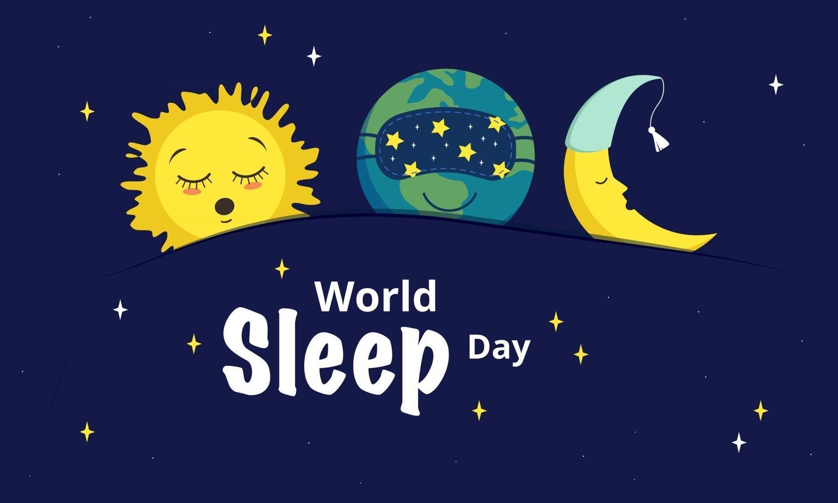 Sleeping icons of the planet Earth, the moon and the sun vector