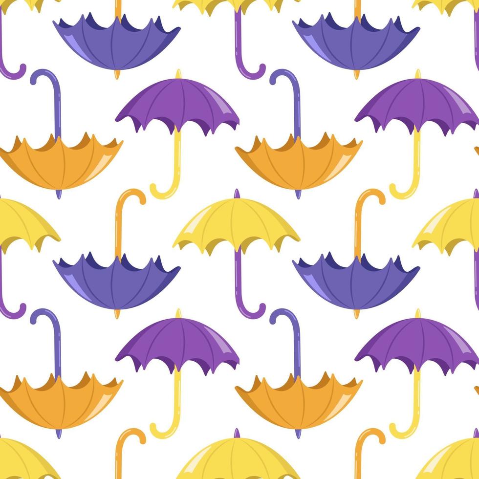 Seamless pattern with bright yellow and purple umbrellas vector