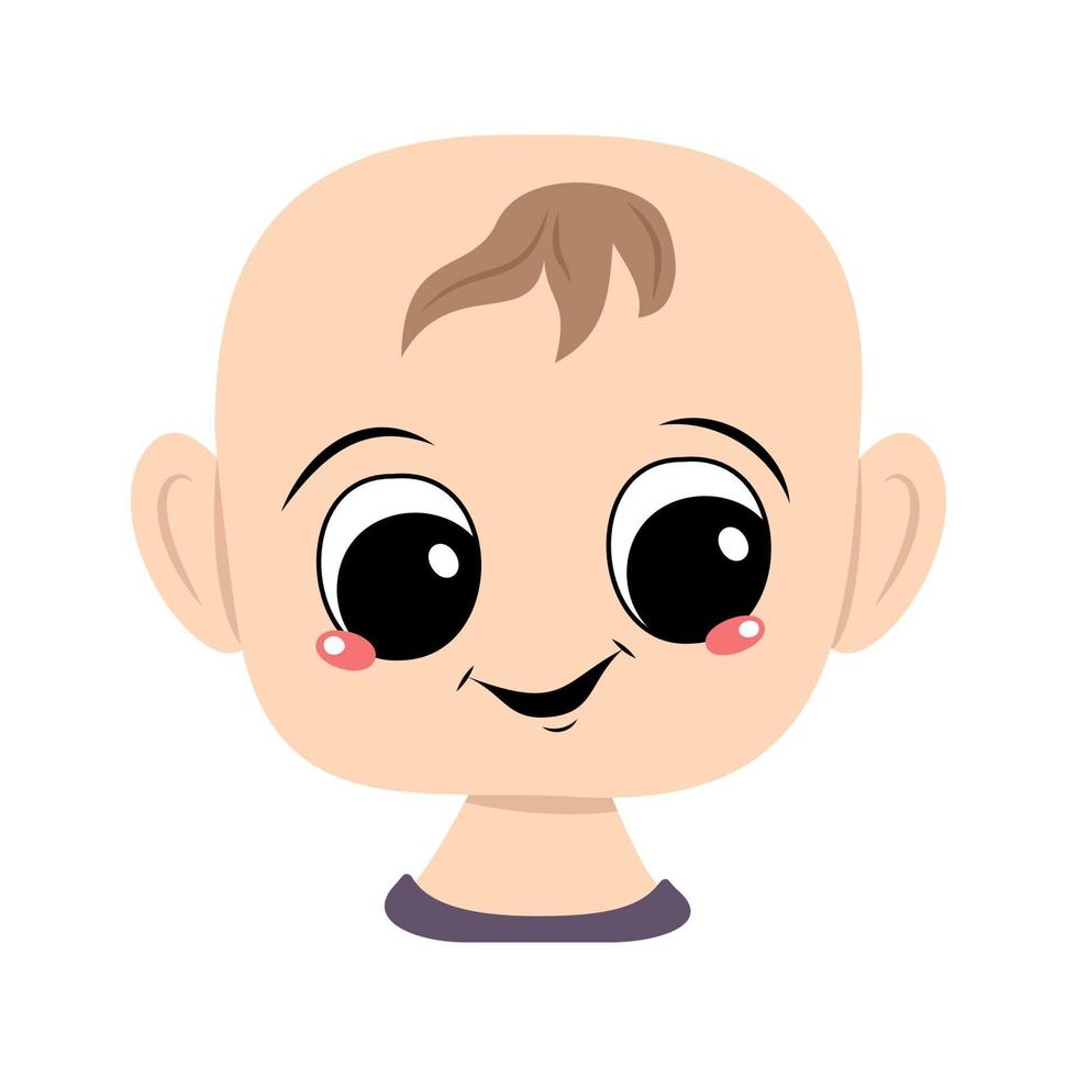 avatar de un niño con ojos grandes y una amplia sonrisa feliz vector