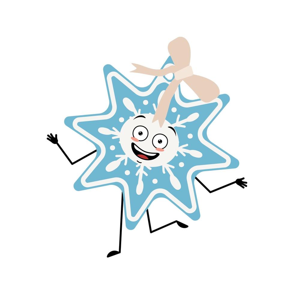 Christmas snowflake with happy emotions, dancing vector
