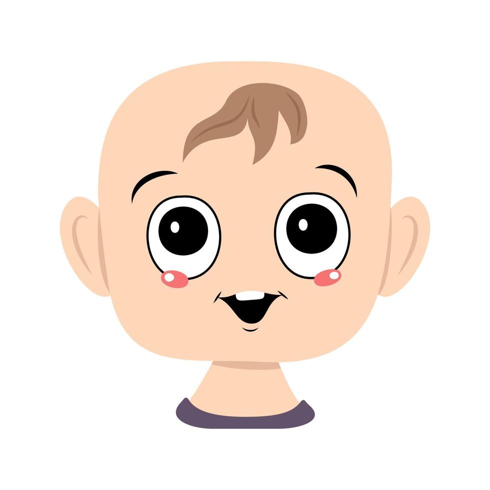 Baby with big eyes and a wide happy smile vector