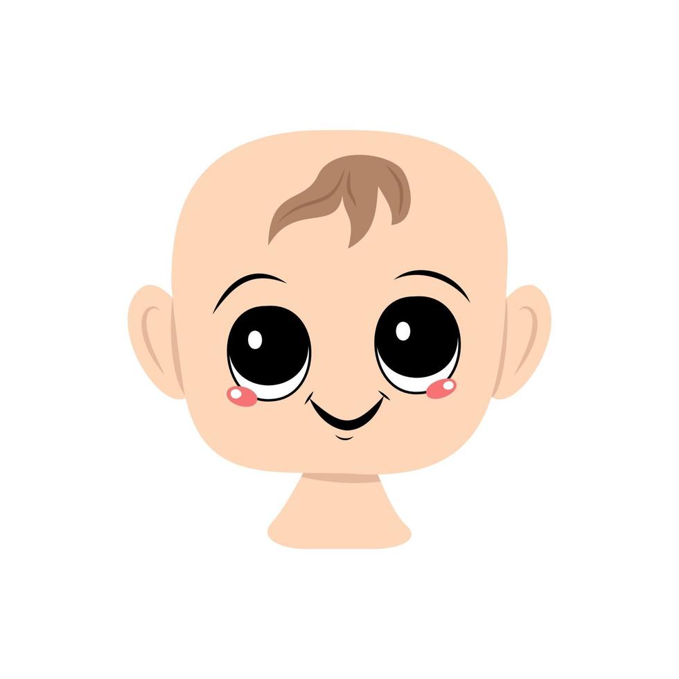 Baby with big eyes and a wide happy smile vector