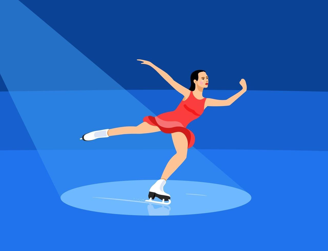 patinaje artístico. la niña actúa en patinaje artístico vector