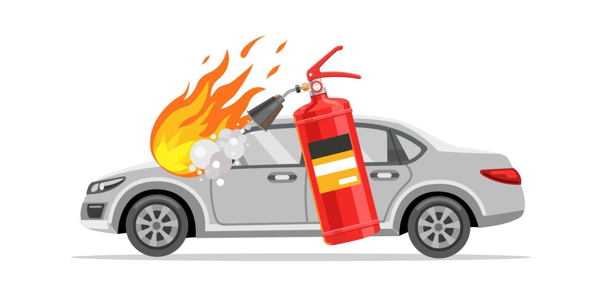 el extintor apaga el coche. seguridad contra incendios 3432672 Vector en  Vecteezy