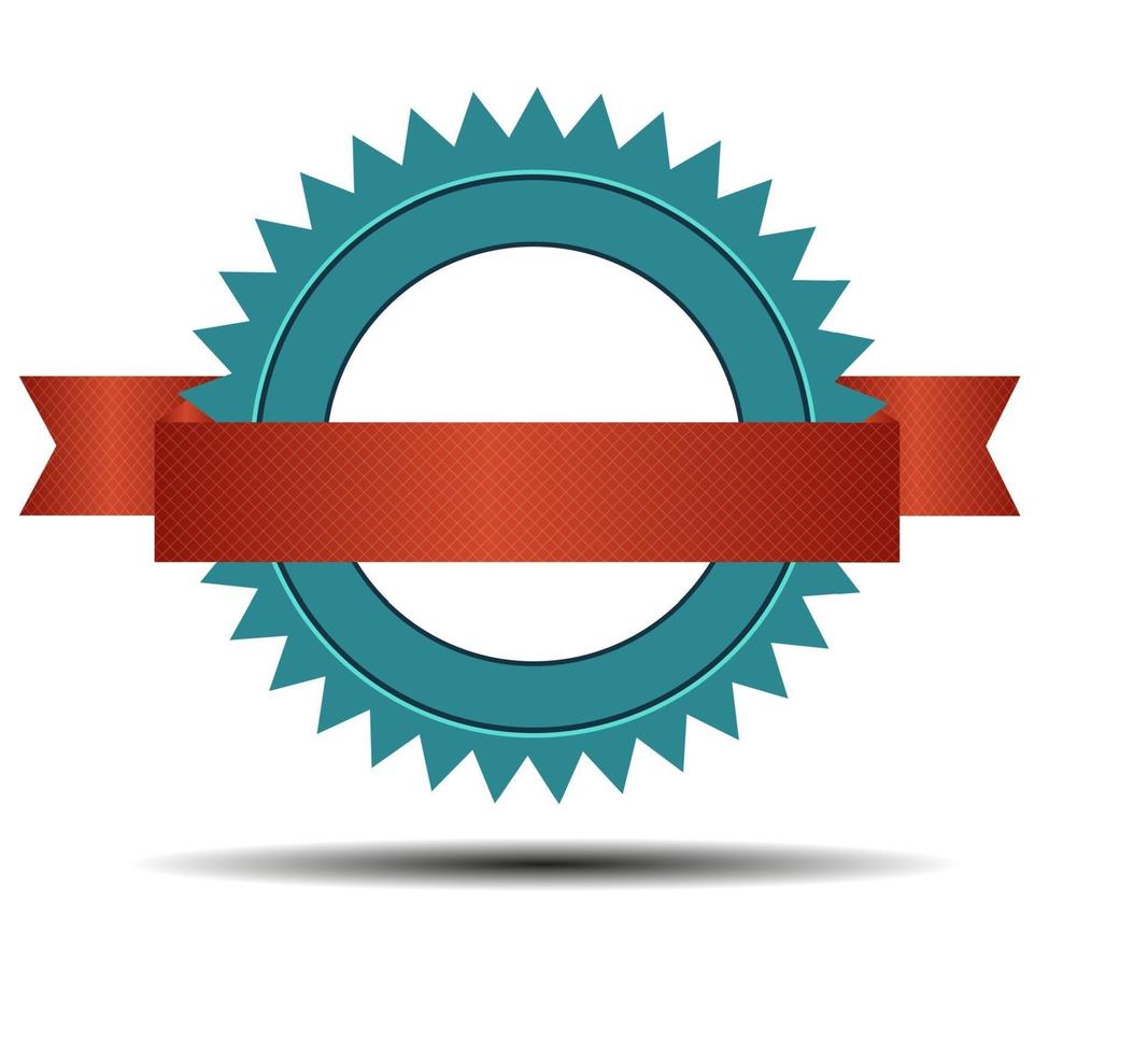 Vector retro label with red ribbon.