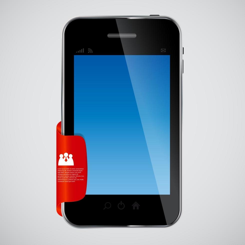 mobile phone with red label vector illustration