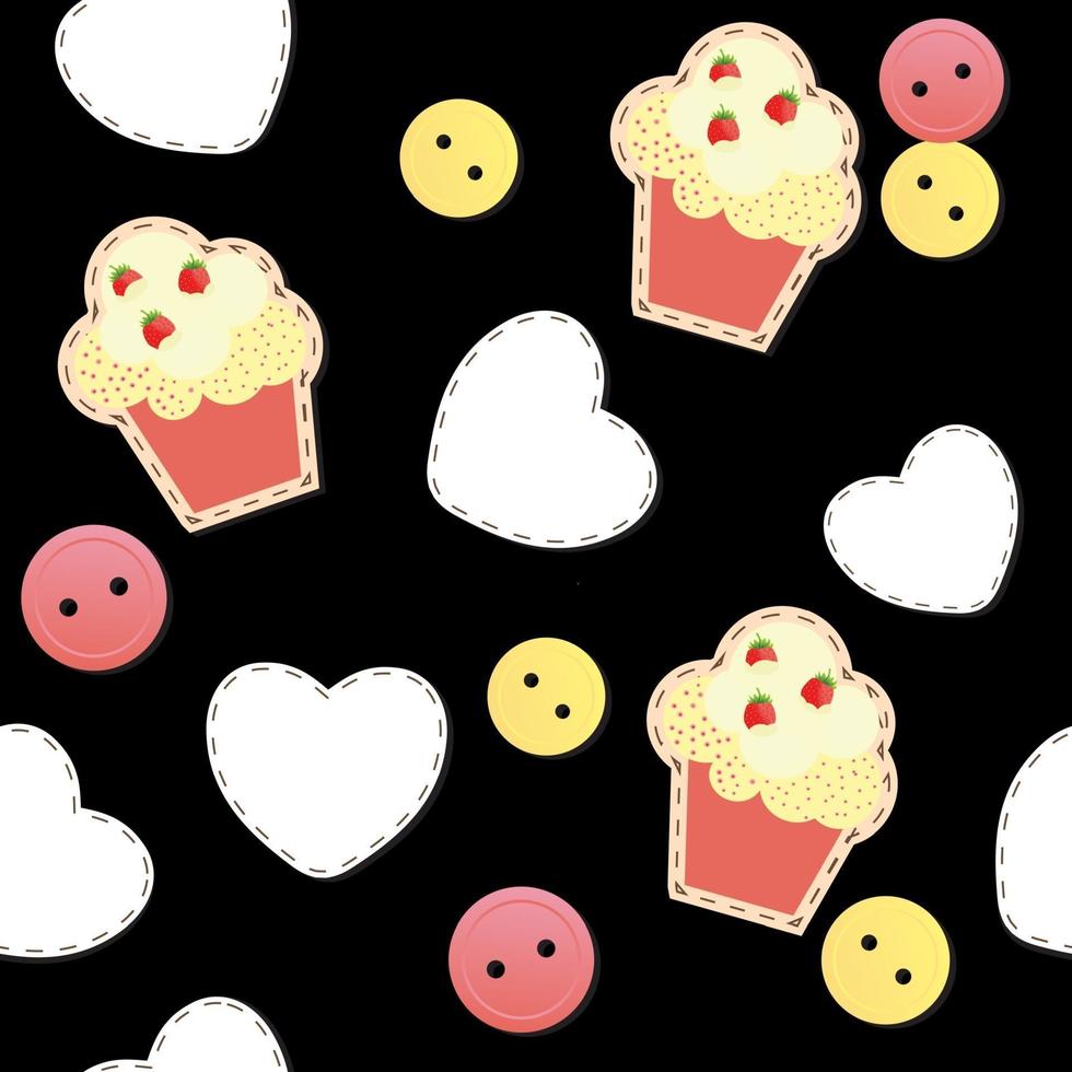 seamless pattern with cute cupcakes, vector illustration
