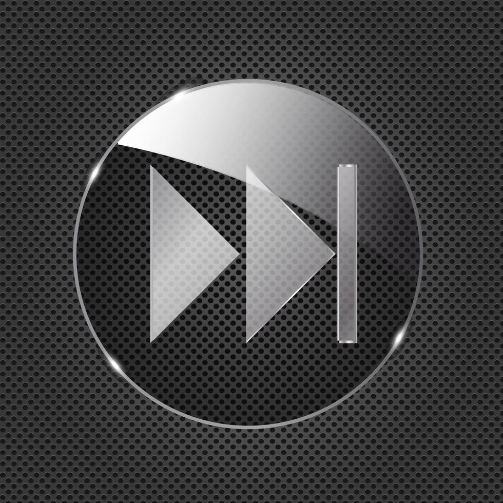 Glass button icon on metal background. vector