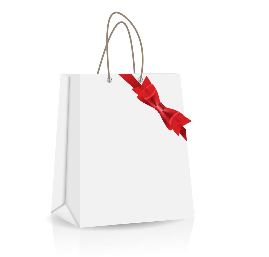 Empty Shopping Bag with bow and ribbon for advertising and bran vector