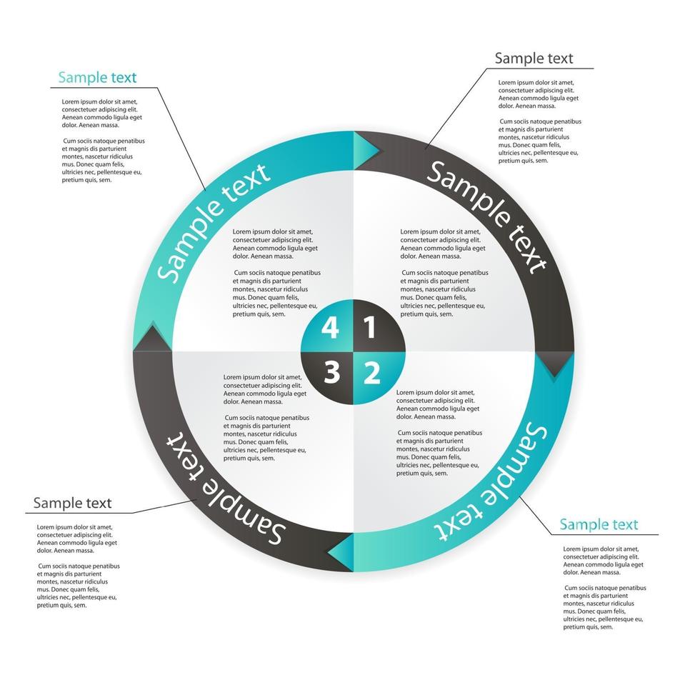 Concept of colorful circular banners with arrows for different b vector