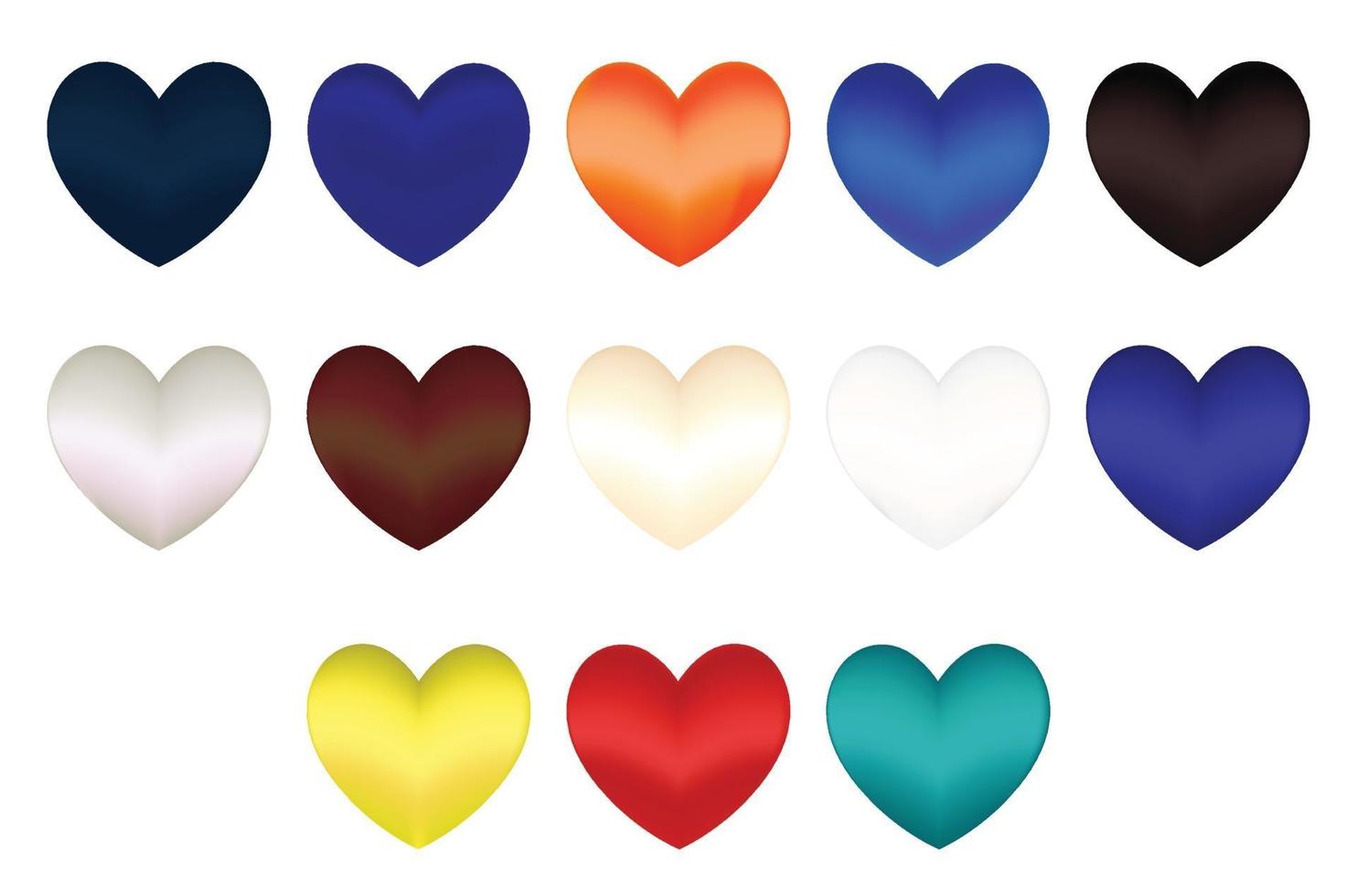 colorfull heart realistic set collection love icon vector