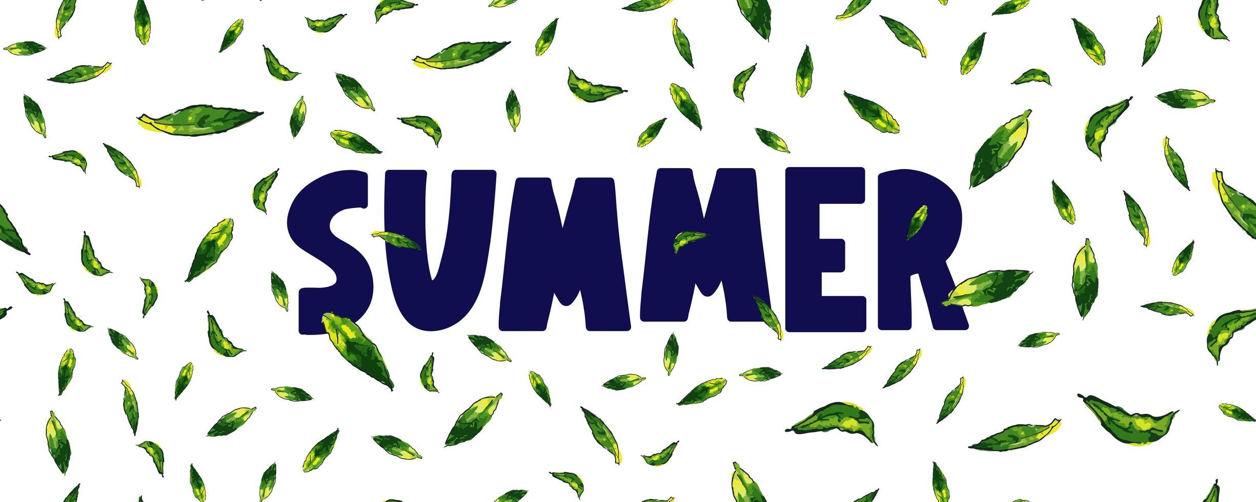 Banner de venta de verano con vector de letra de hojas