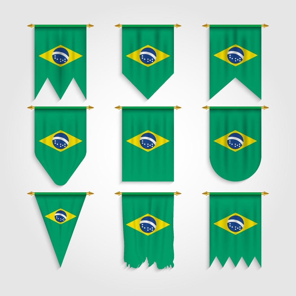 Brazil flag in different shapes, Flag of Brazil in various shapes vector