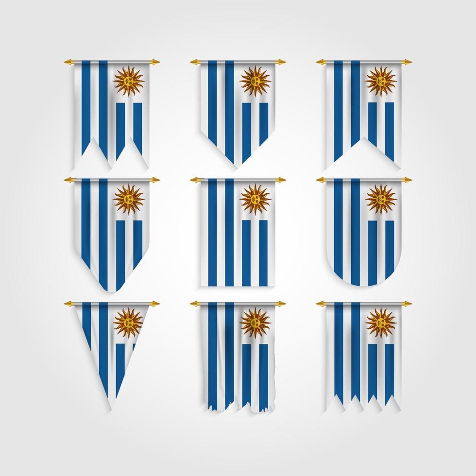 Uruguay flag in different shapes, Flag of Uruguay in various shapes vector