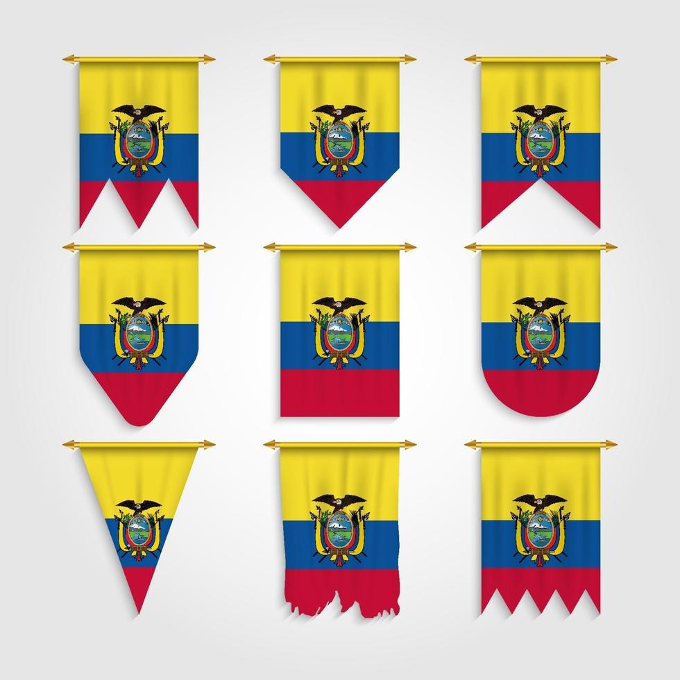 bandera de ecuador en diferentes formas, bandera de ecuador en varias formas vector