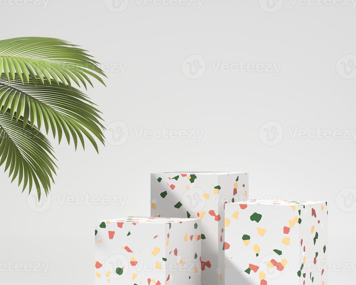 Terrazzo marble product presentation podium 3d rendering photo