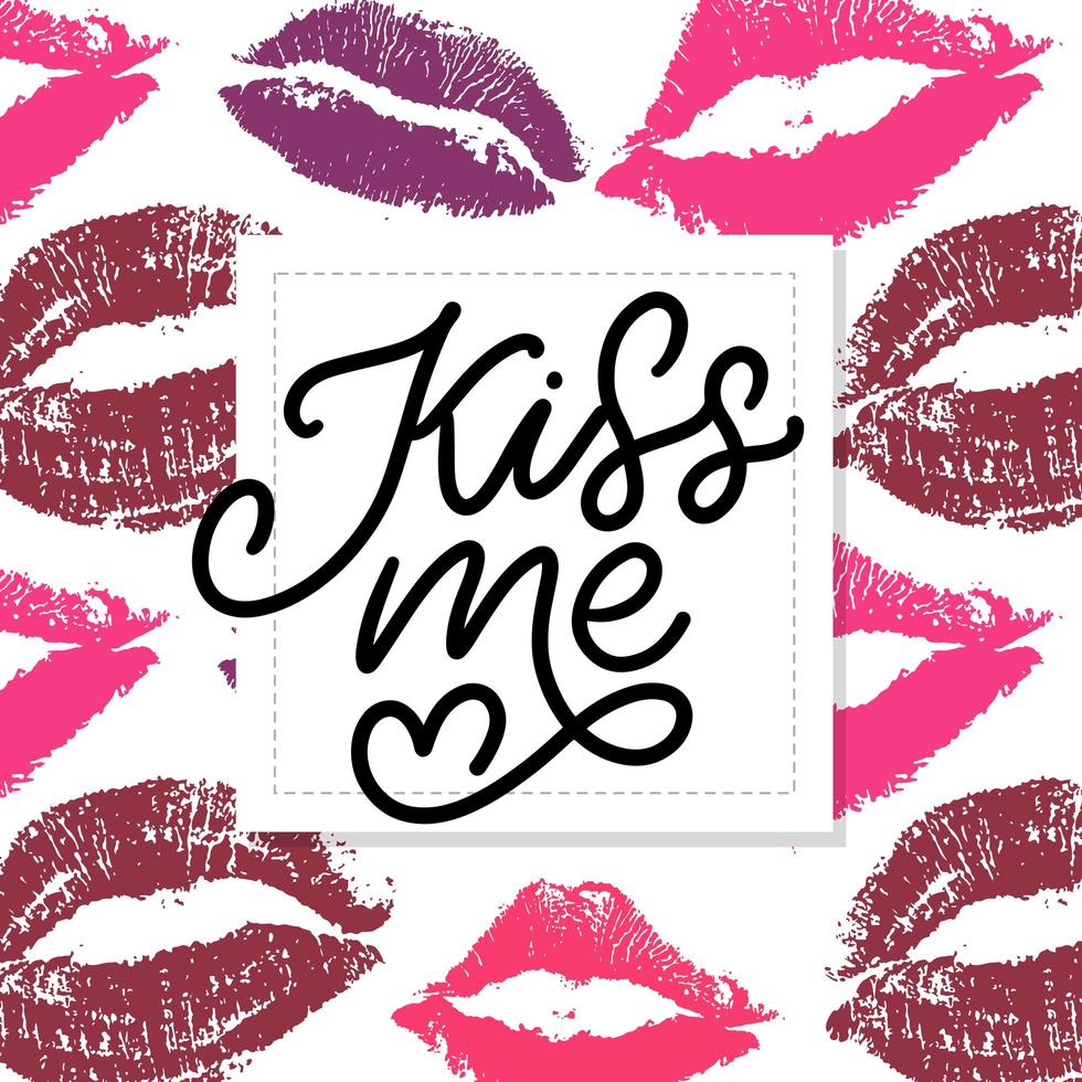 kiss me hand lettering scalable and editable vector illustration lips