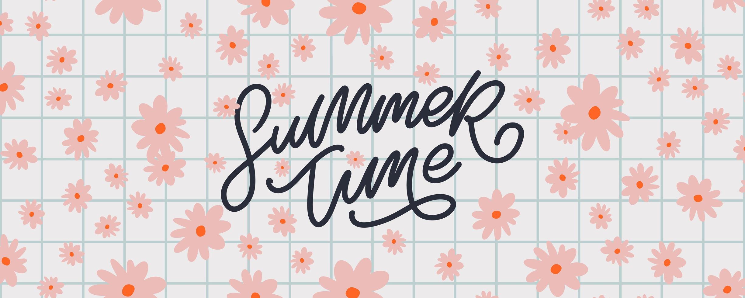 summer sale banner with flowers letter vector