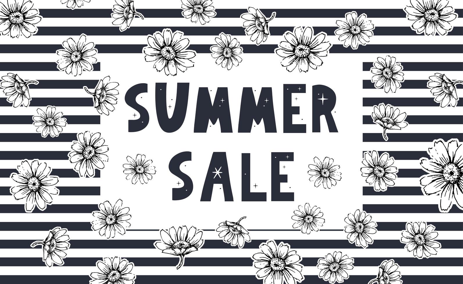 summer sale banner with flowers letter vector