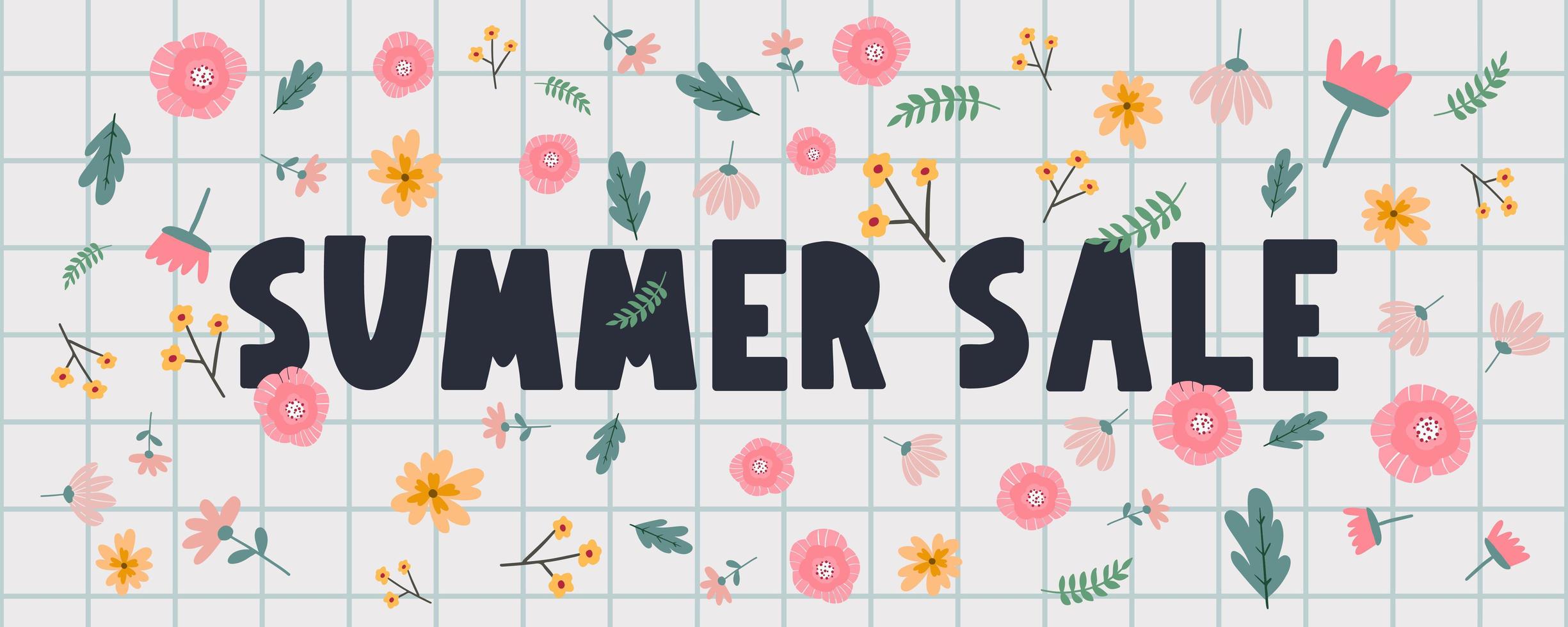summer sale banner with flowers letter vector