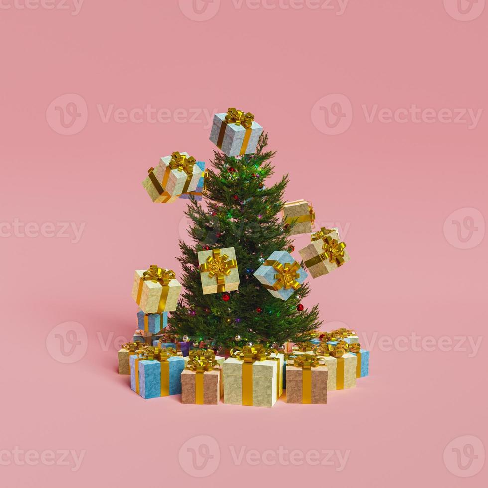 gifts floating around a christmas tree photo