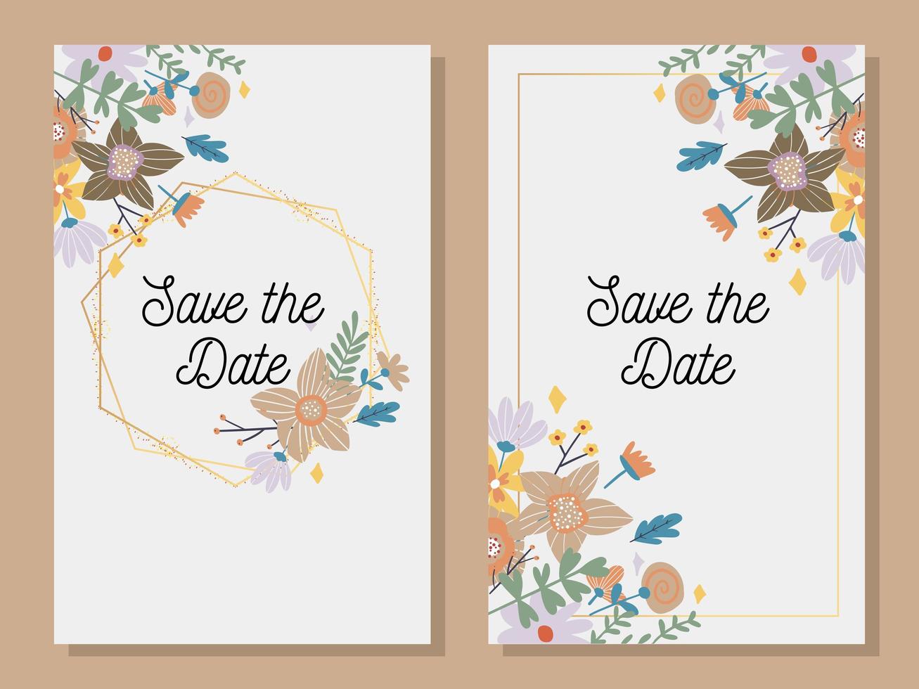 Floral Frame Collection. Set of cute retro flowers vector