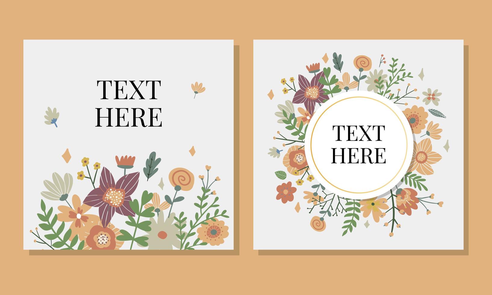 Floral Frame Collection. Set of cute retro flowers vector