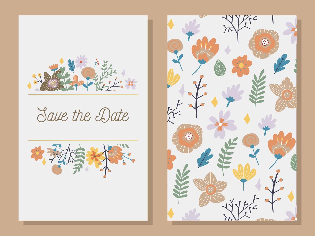 Floral Frame Collection. Set of cute retro flowers vector