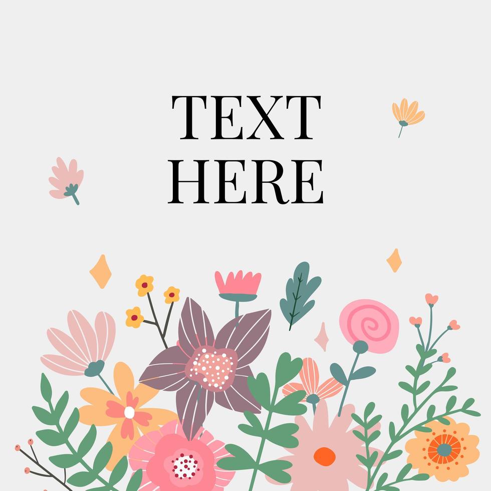 Floral Frame Collection. Set of cute retro flowers vector