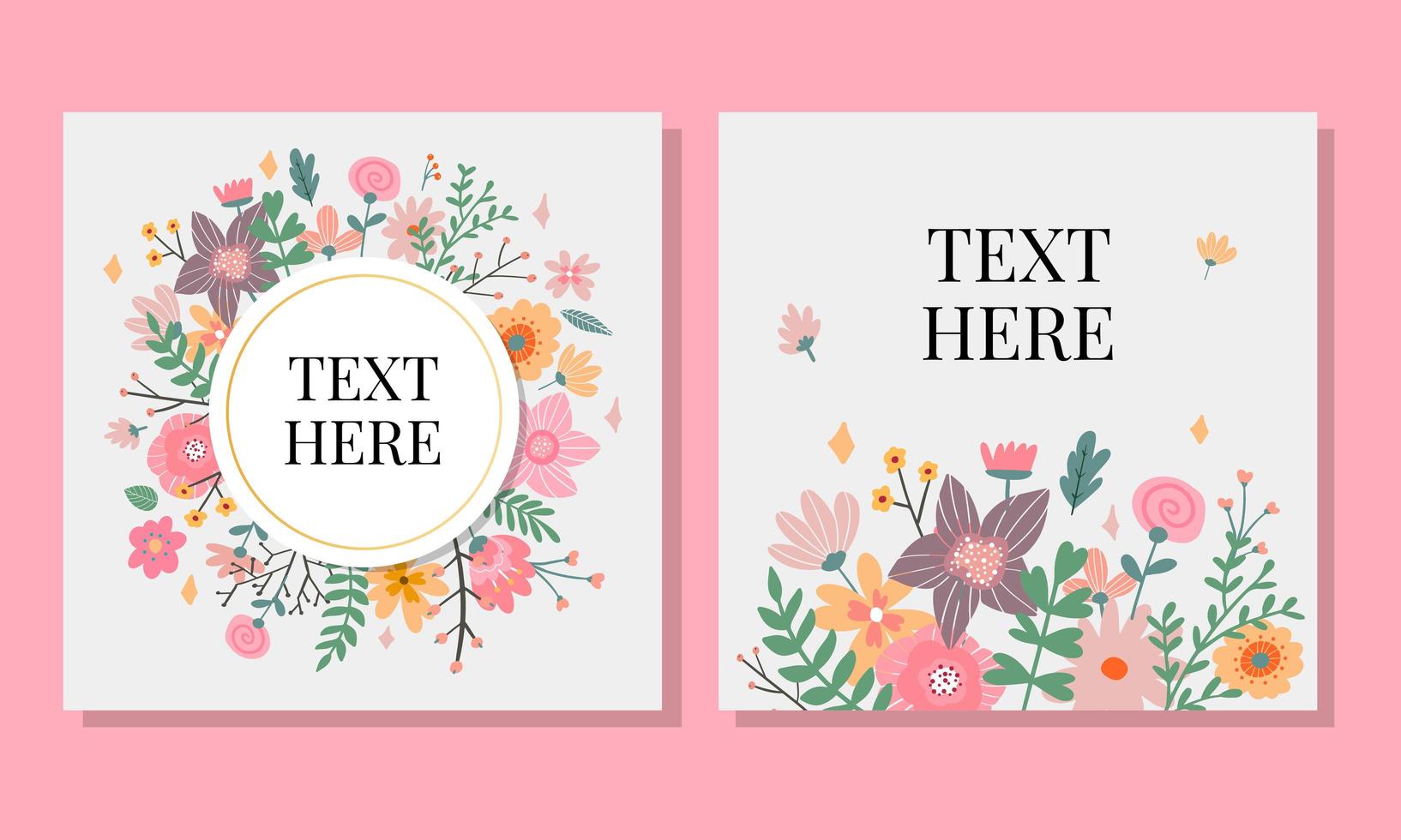 Floral Frame Collection. Set of cute retro flowers vector