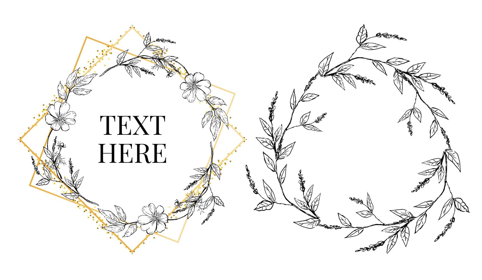 Floral Frame Collection. Set of cute retro flowers vector
