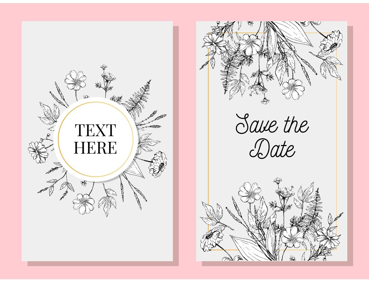 Floral Frame Collection. Set of cute retro flowers vector