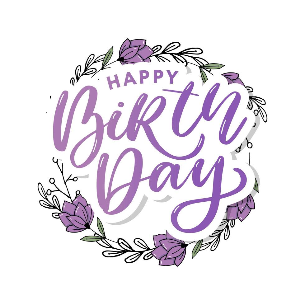 estilo de escritura de pincel de feliz cumpleaños vector